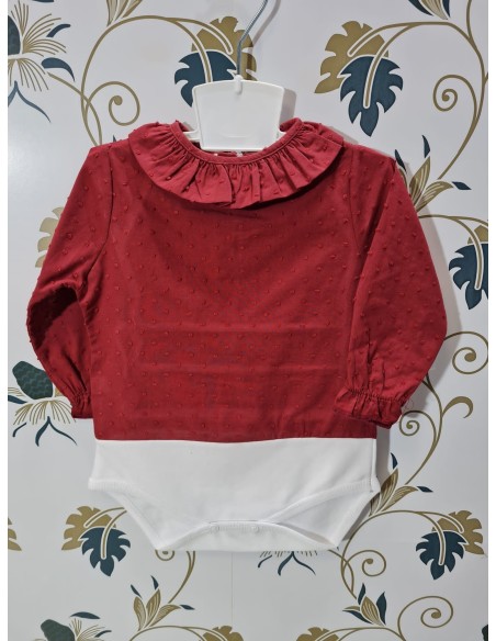 Body Camisa Plumeti Manga Larga Burdeos