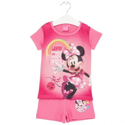 Conjunto Short Minnie Rosa Arco Iris