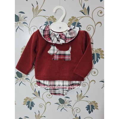 Conjunto Jersey Lana Burdeos y Pololo Escocés