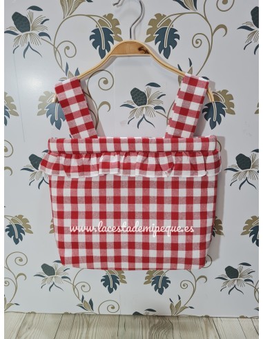 Bolso pocket cremallera Vichy Rojo Mediano Volantito