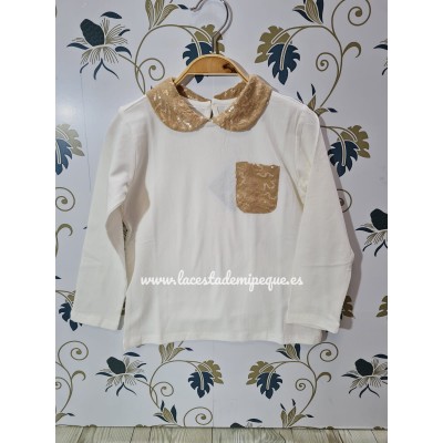 Camiseta Beige Lentejuelas Newness