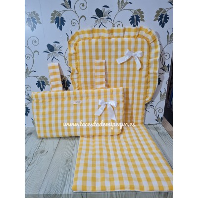 Bolso y Funda Universal Vichy Amarillo Mediano