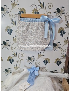 Conjunto Camiseta y Falda Pareo Vichy Celeste Liberty 2