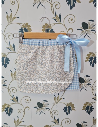 Conjunto Camiseta y Falda Pareo Vichy Celeste Liberty