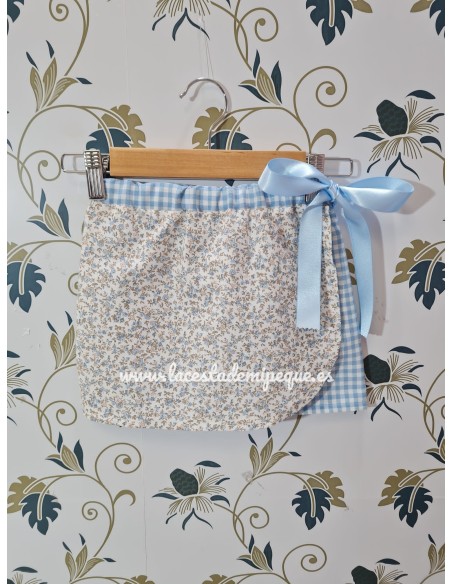 Conjunto Camiseta y Falda Pareo Vichy Celeste Liberty