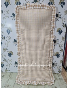 Funda Universal Vichy beige pequeño Volante