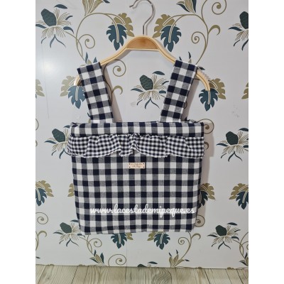 Bolso Pocket Cremallera Vichy Marino Cuadros-M Combi Volante