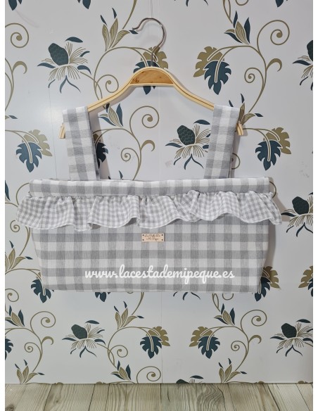 Bolso Minibag Vichy Gris Mediano Volantito