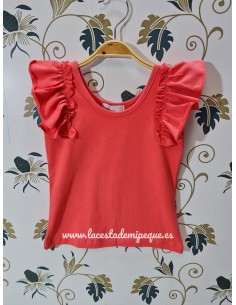 Conjunto Camiseta Coral Sisa y Falda Vichy Beige 2