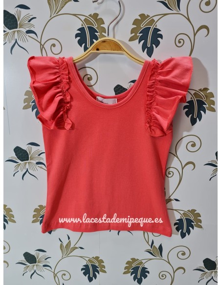 Conjunto Camiseta Coral Sisa y Falda Vichy Beige