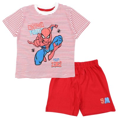 Conjunto Bermuda Spiderman Rayas Rojo