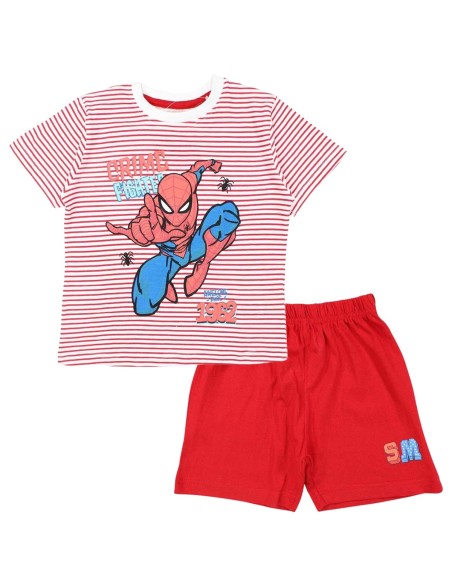 Conjunto Bermuda Spiderman Rayas Rojo