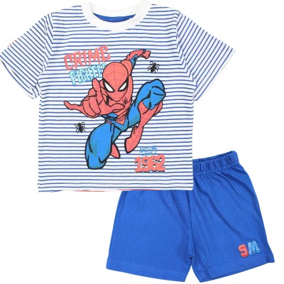 Conjunto Bermuda Spiderman Rayas Azul