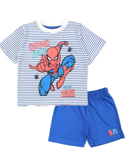 Conjunto Bermuda Spiderman Rayas Azul