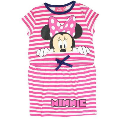 Vestido Minnie Rayas Fucsia