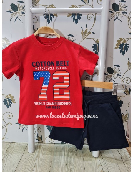 Conjunto Bermuda Motorcycle Rojo-Marino