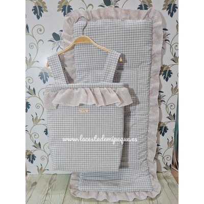 Bolso y Funda Universal Vichy Gris Cuadros-P Combi...