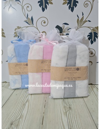 Gasa Bebe Rosa Animales (pack de 3 unidades)