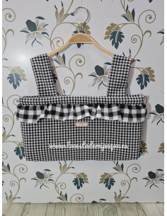 Bolso Minibag Vichy Negro Cuadros pequeño y Volante alrededor en cuadro mediano con cierre de velcro