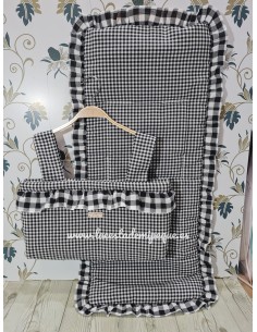Bolso y Funda Universal Vichy Negro Peq Combi Volante