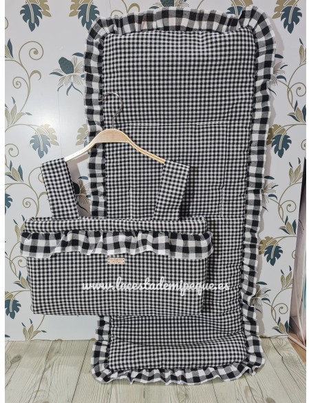 Bolso y Funda Universal Vichy Negro Peq Combi Volante