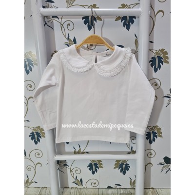 Camiseta Blanca Cuello Encaje M/L