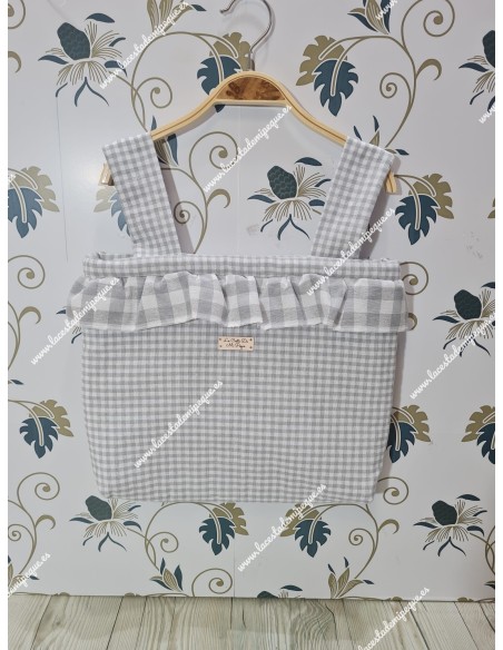 Bolso Pocket Vichy Gris Pequeño Combi Topitos Volantito