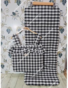 Bolso y Funda Universal Vichy Negro Mediano Basic