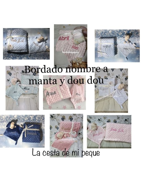Bordado Nombre A Set de Manta y Dou Dou