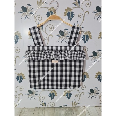 Bolso Pocket Cremallera Vichy Negro Cuadros-M Combi...