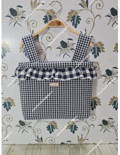 Bolso Pocket Vichy Marino Pequeño Combi Volantito