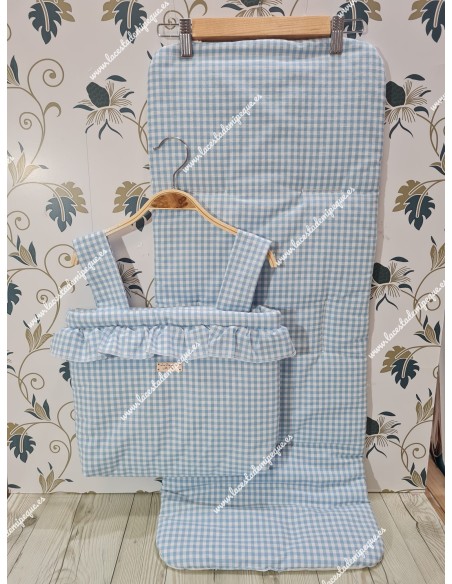 Bolso y Funda Universal Vichy Celeste Pequeño Basic