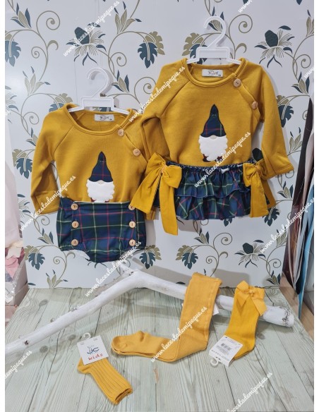 Conjunto Faldita Noel Mostaza