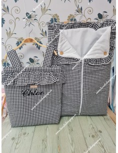 Saco Universal Capazo Vichy Negro Pequeño Volante 2