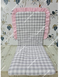 Funda Universal Vichy Gris Mediano combi Rosa pequeño