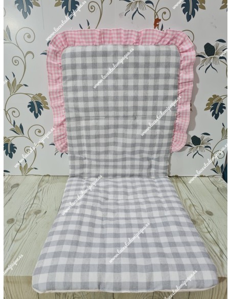 Funda Universal Vichy Gris Mediano combi Rosa pequeño