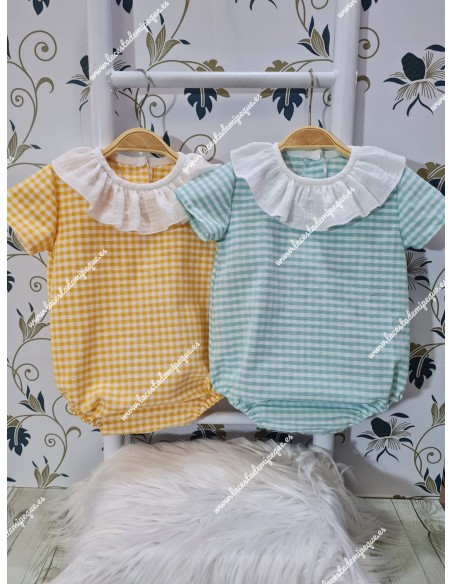 Pelele Vichy Verde Mint Cuadros-P C/Bambula M/C