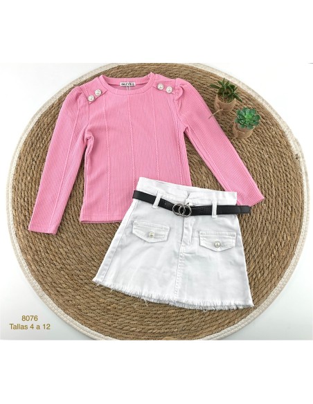 Conjunto Camiseta y Falda Vaquera Cinturón