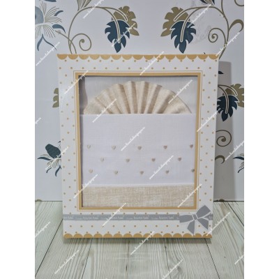 Juego Sábanas Capazo Corazones Blanco-Beige