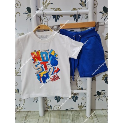 Conjunto Bermuda Non Stop Blanco-Azul