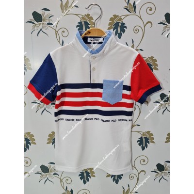 Polo Niño Cuello Mao Blanco M/C