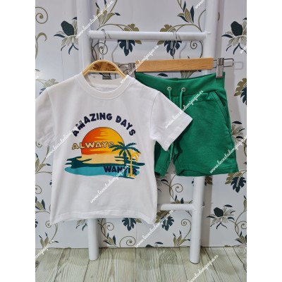 Conjunto Bermuda Sunset Blanco-Verde