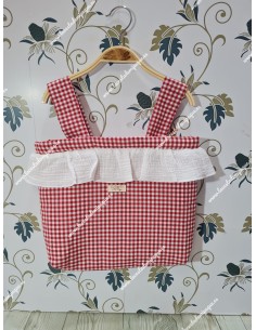 Bolso Pocket Vichy Rojo Pequeño-Bambula Volantito