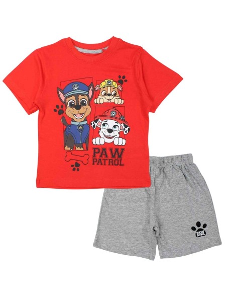 Conjunto Bermuda Patrulla Canina Rojo-Gris