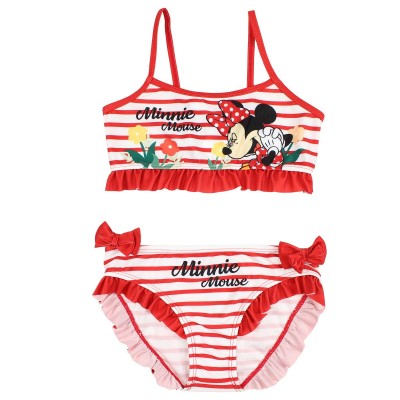 Bikini Minnie Rayas Rojo Lazos