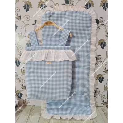Bolso y Funda Universal Vichy Celeste Cuadros-P Combi...