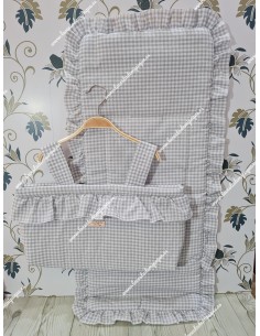Bolso y Funda Universal Vichy Gris Pequeño Volante
