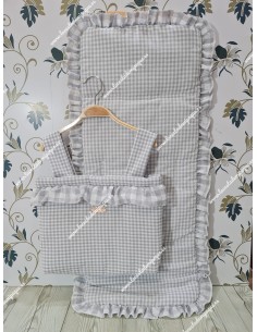 Bolso y Funda Universal Vichy Gris Pequeño Combi volante