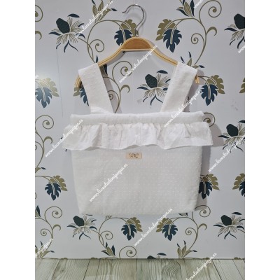 Bolso Pocket Cremallera Plumeti Blanco Volantito