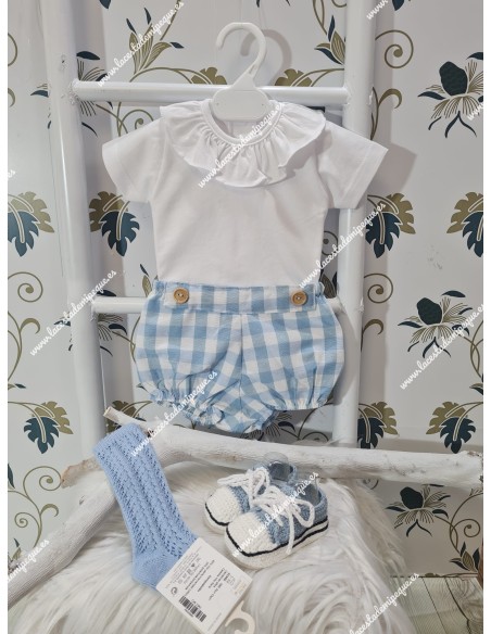 Pololo Unisex Vichy celeste Botones